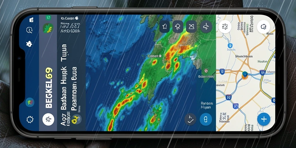 Antarmuka aplikasi BENGKEL69 menampilkan radar hujan secara real-time.