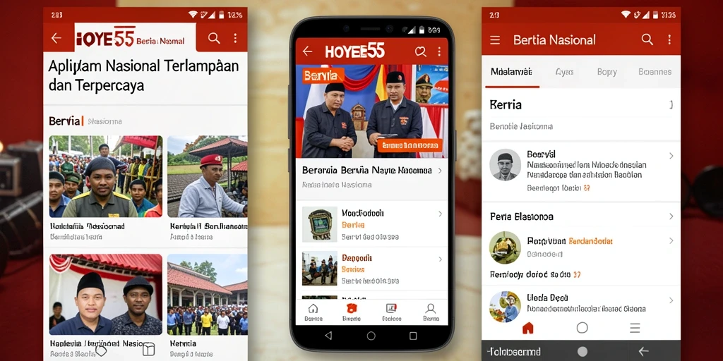 Tampilan antarmuka utama HOYE55 dengan informasi berita national.