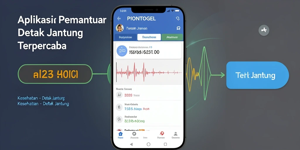 Antarmuka utama PIONTOGEL menampilkan fitur pemantauan detak jantung yang sederhana.