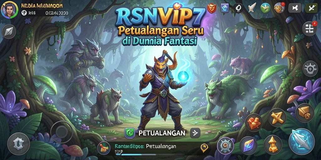 Antarmuka permainan <strong>RSNVIP7</strong> yang menampilkan dunia fantasi yang epik.