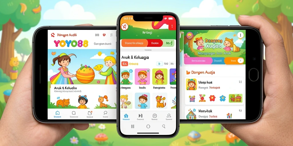 Antarmuka aplikasi <strong>YOYO88</strong> yang menarik untuk dongeng audio anak.